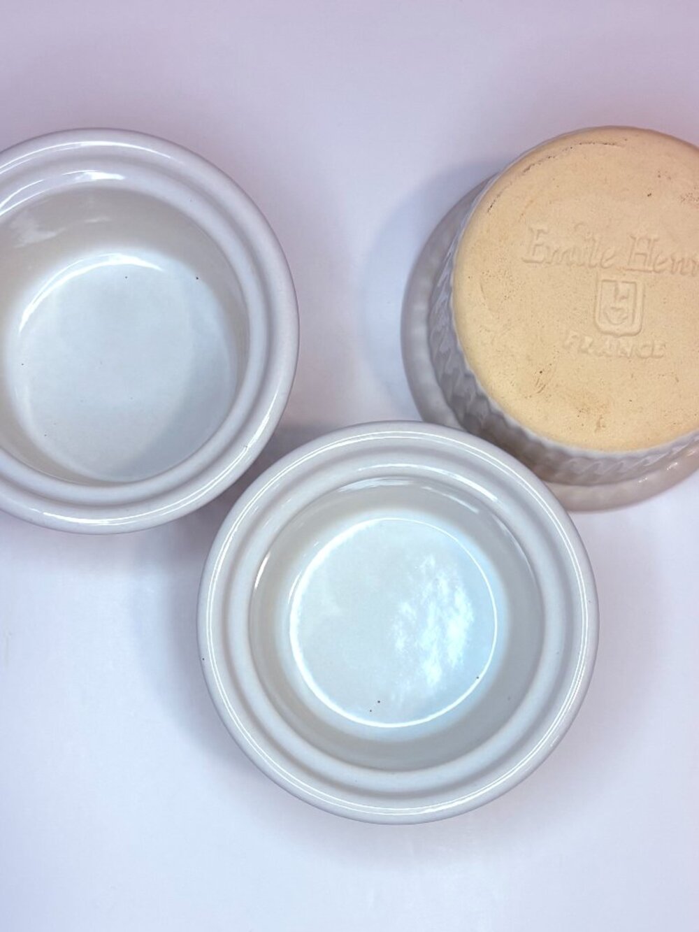 NEVER USED EMILE HENRY RAMEKINS 3-PIECE, 4oz. CERAMIC BOWLS
